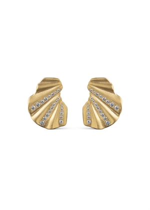Wave CZ earring Forgyldt Enamel 